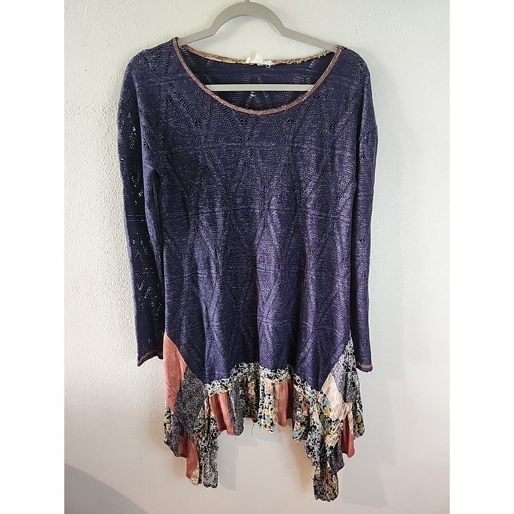 Oddy Womens BOHO Blouse Top Small Hippie Patchwork Anthropologie